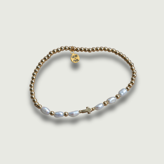 Gold Cross & Pearl Bracelet