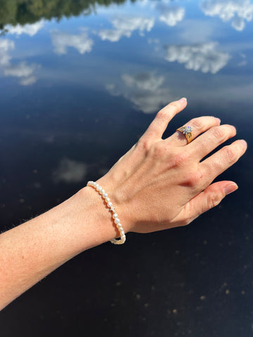 Round Baroque Pearl + Cross Bracelet