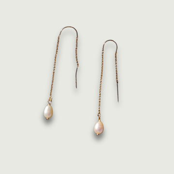 Hailey Threader Pearl Earrings