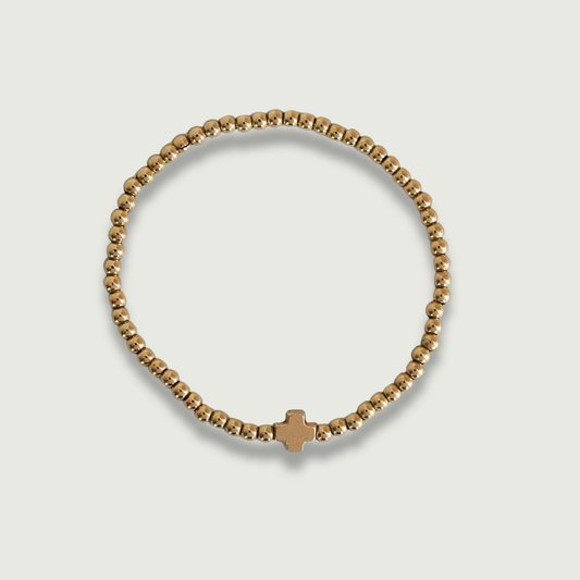 Gold Cornerstone Cross Bracelet