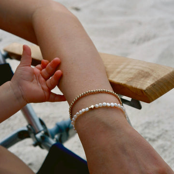 Baroque Pearl + Cross Bracelet