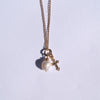 Large Pearl + Cross Charm Necklace