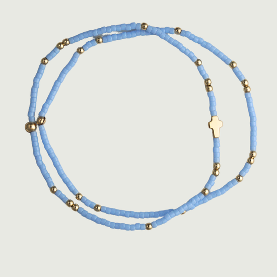 Charis Cross Bracelet Set in Blue Frost