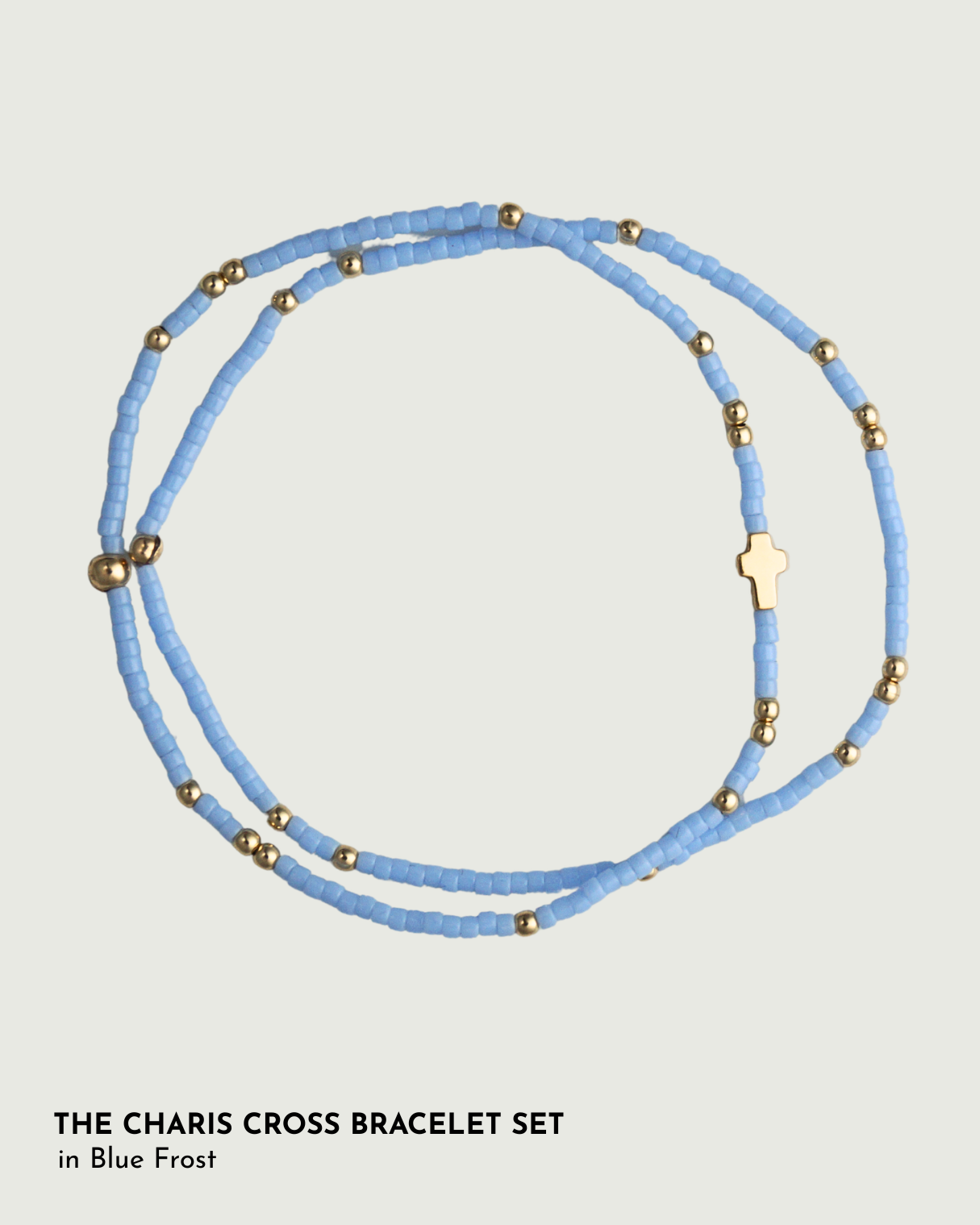 Charis Cross Bracelet Set in Blue Frost