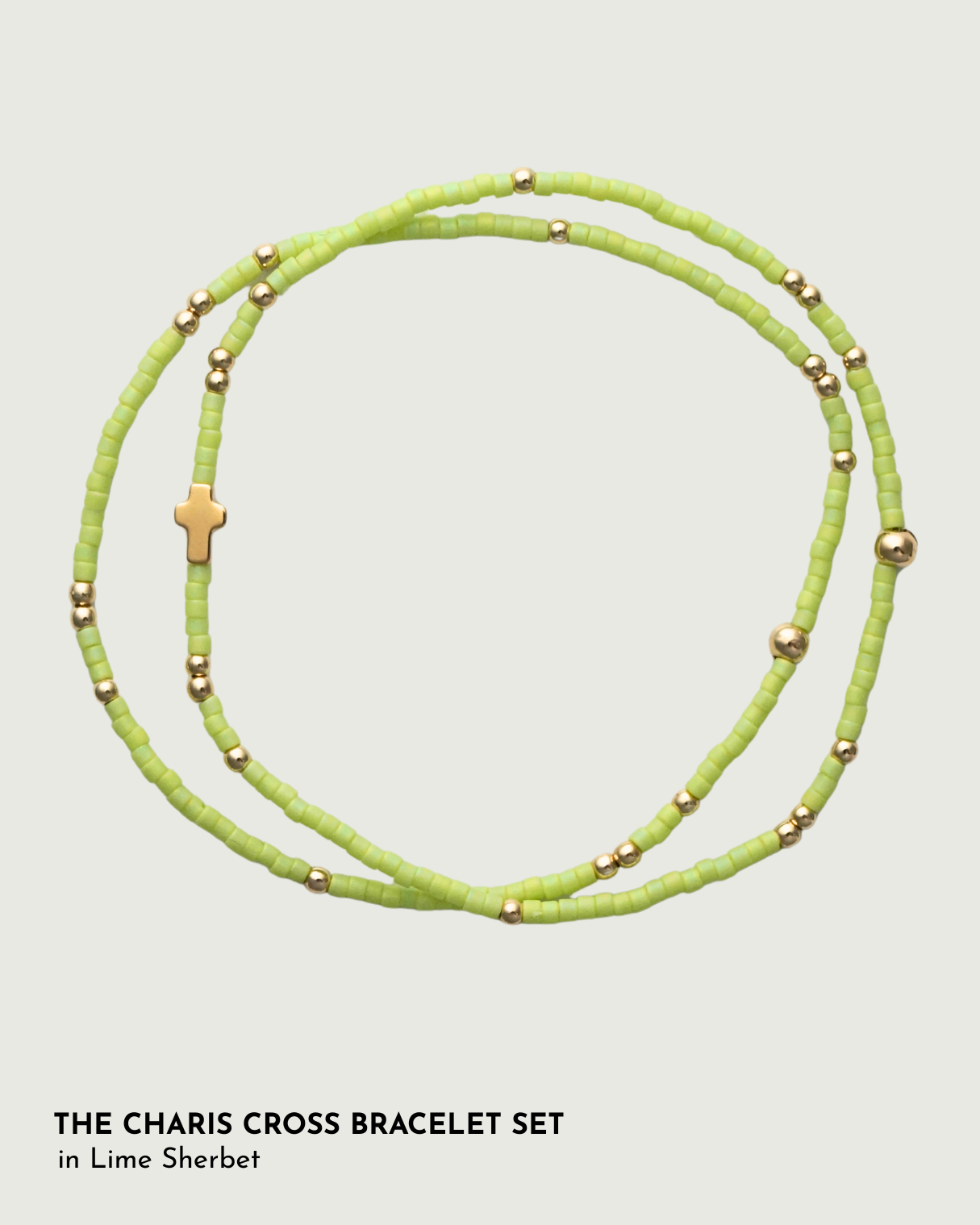 Charis Cross Bracelet Set in Lime Sherbet