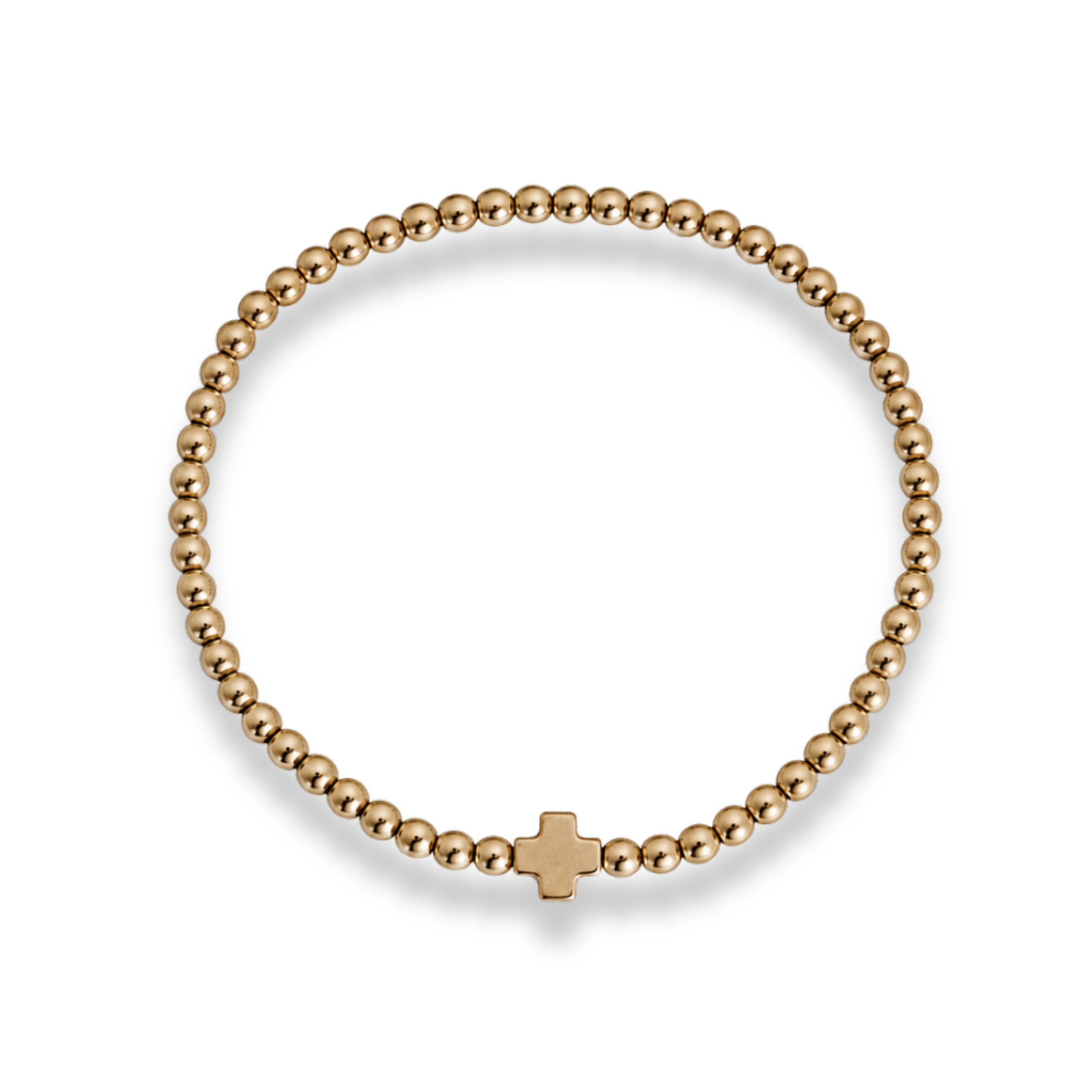 Gold beaded bracelet with square cross