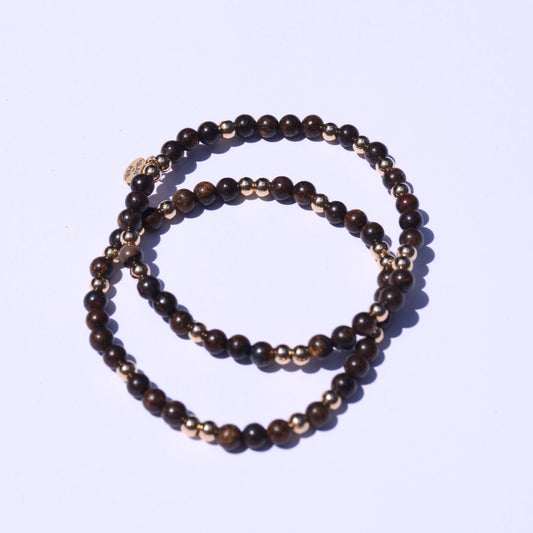 Bronzite Stone & Gold - Bracelet Set