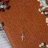 Crystal Cross Necklace - 18" Gold