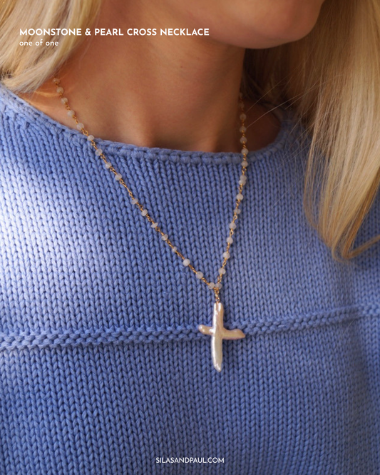 Pearl Cross Moonstone Necklace - 1 of 1