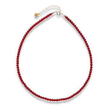 Red carnelian necklace with transparent background.