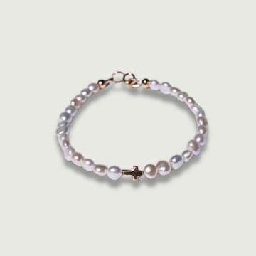 Ruth Signature Gold Cross Baroque Pearl Bracelet