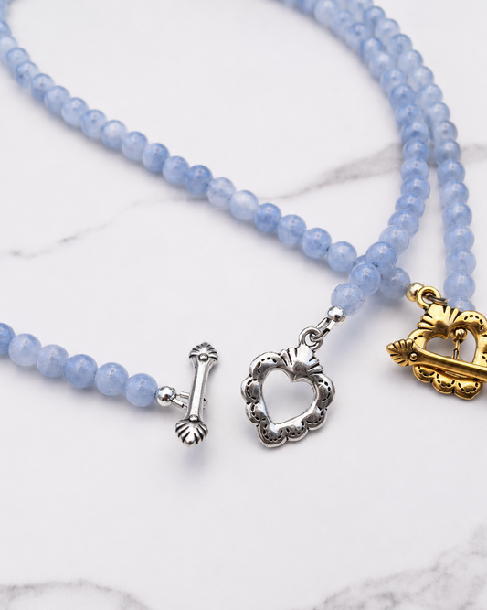 Sacred Heart Necklace - Aquamarine
