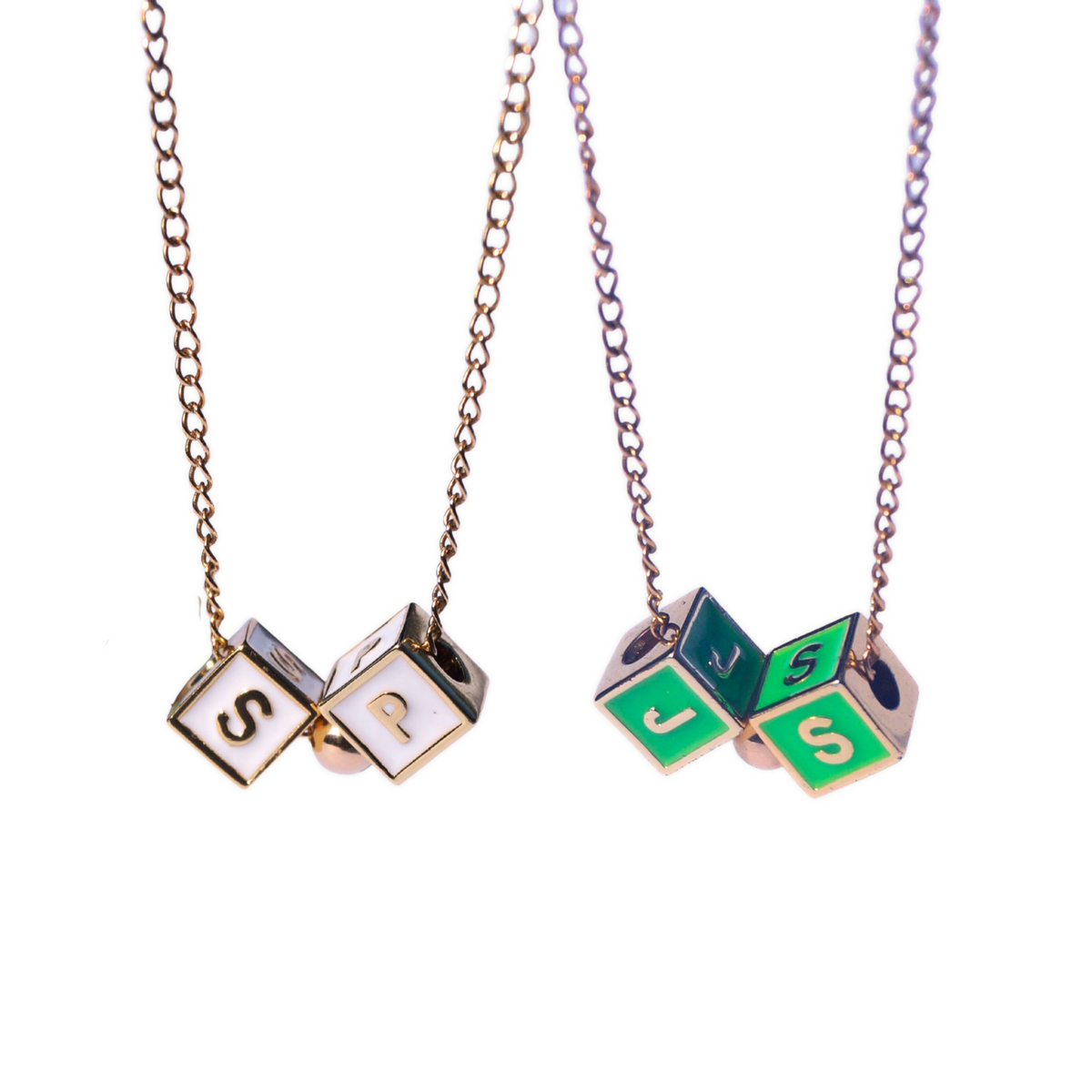 Personalized Initial Necklace with gold-filled baby block letters on a dainty chain
