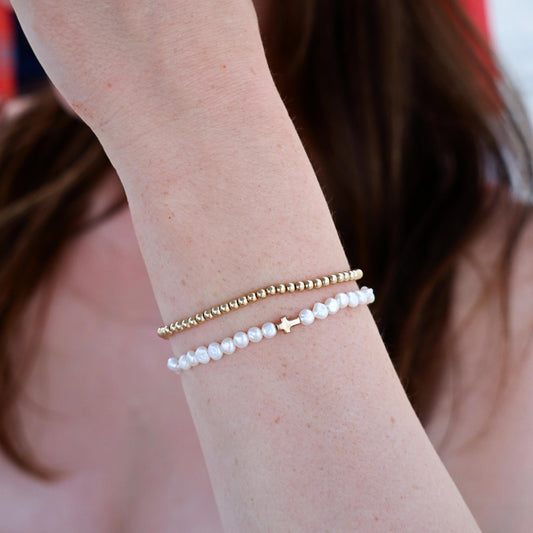 Baroque Pearl + Cross Bracelet