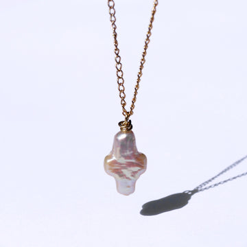 Pearl Cross Pendant Necklace