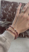 Dusty Rose + Sterling Silver Cross - Bracelet Set